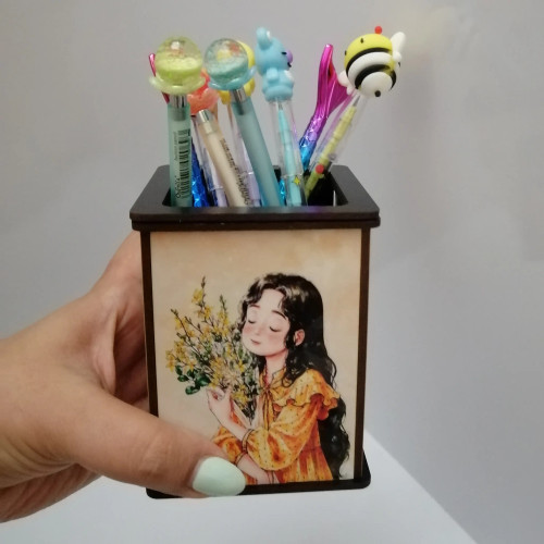 جاقلمی و جامدادی رومیزی چوبی با طرحهای متنوع