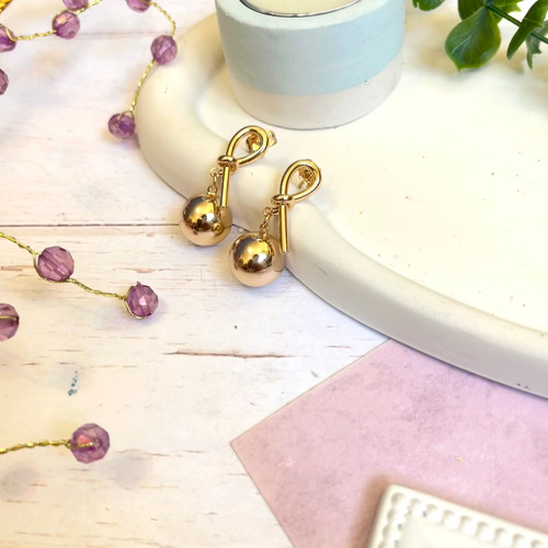 گوشواره آویز گوی استیل رنگ ثابت ژوپینگ