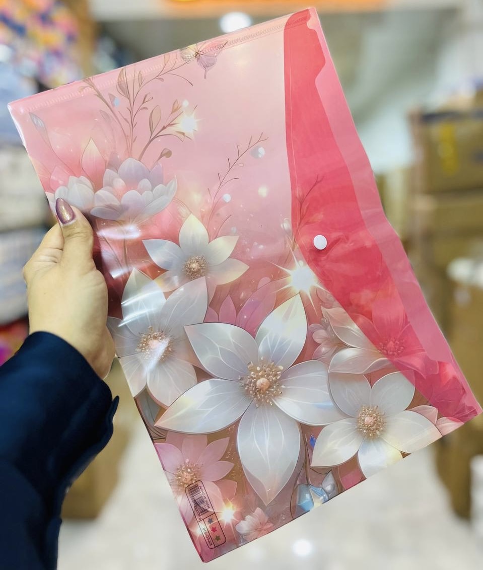 پوشه دکمه دار طرح گل بهاری آ۴